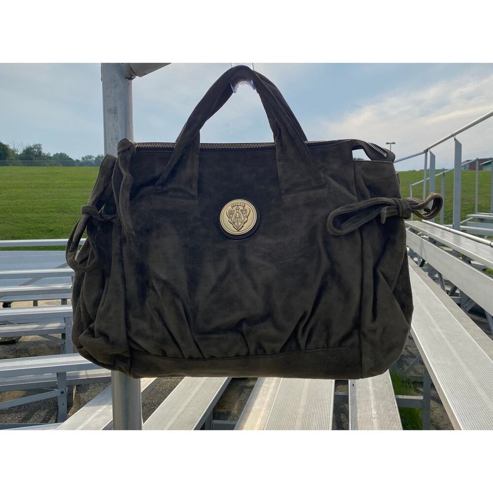 Vintage 00's Gucci Hysteria Suede Brown/Grey Tote Bag